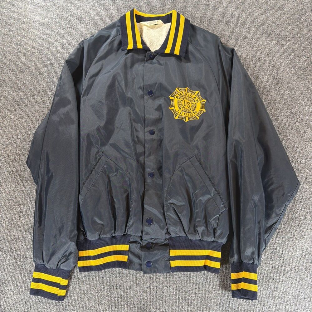 Vintage Don Alleson  American Legion Jacket L USA Made Varsity Nylon Snap Front